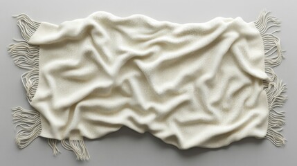 Obraz premium Cream Knitted Throw Blanket With Fringe Detail
