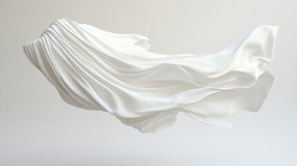 Fototapeta premium White Fabric Draped in Airy Waves Against Neutral Background
