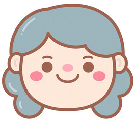 Cute Grandma Woman Face Element