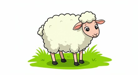 Cartoon sheep on green grass
