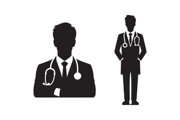 Silhouette icon of a Doctor , isolated on white background