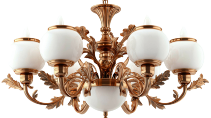 Ornate Antique Golden Chandelier Hanging in Elegant Historical Castle Interior with Intricate Baroque Style Architectural Details and Opulent Furnishings