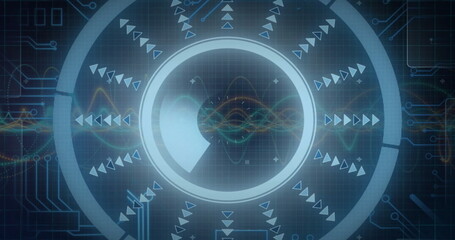 Image of network of connections over scope and dna strand
