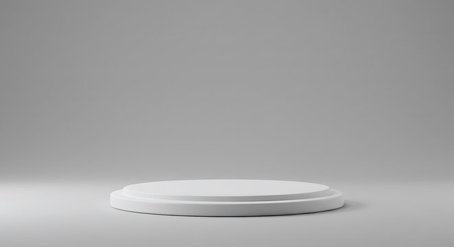 Abstract empty white podium on grey background