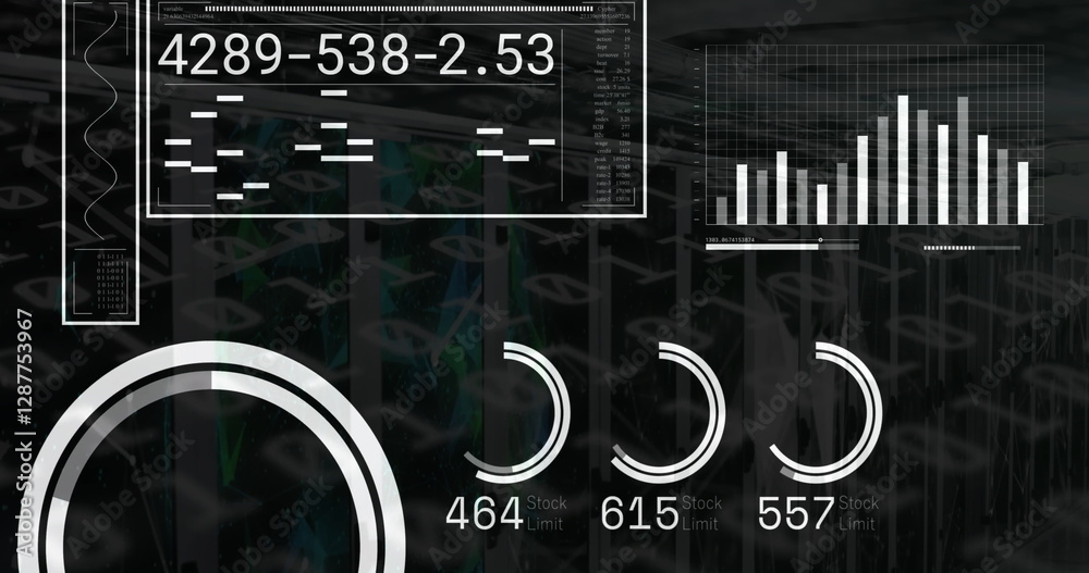 Poster image of text and data processing over computer servers