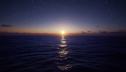 Ocean Sunset, Starry Night