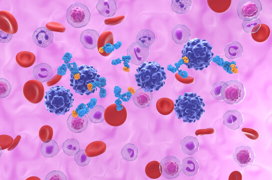 Monoclonal antibody treatment in B19 Parvovirus - isometric view 3d illustration