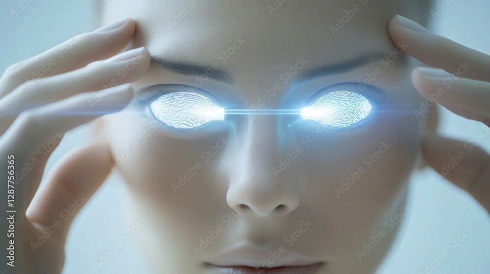 Poster futuristic brain-computer interface that allows seamless human-computer interaction
