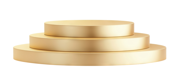 Luxury gold display pedestal for product showcase, isolated on transparent cutout background
