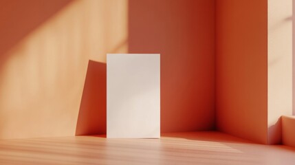 Fototapeta premium Blank White Card Mockup in Warm Orange Room