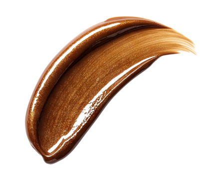 Glossy brown makeup foundation smear, isolated on transparent cutout background