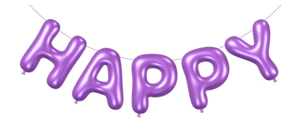 Purple Happy Balloon Banner