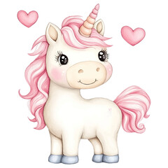 Adorable Pink Unicorn with Heart Accents