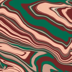 Abstract swirl pattern featuring flowing, organic lines in brown, beige, and green. The design has a marbled effect, with smooth curves and wavy shapes blending into one another.