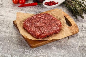 Raw beef burger cutlet for grill