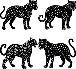 Stylized Jaguar Silhouette Vector Icon Wildlife & Jungle Theme.