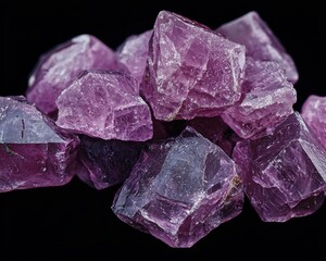 Fototapeta premium A pile of rough, uncut amethyst crystals.
