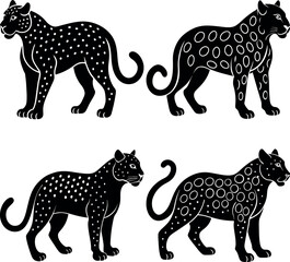 Stylized Jaguar Silhouette Vector Icon Wildlife & Jungle Theme.
