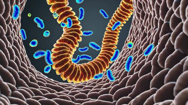 Medical 3D Animation of Gut Microbiota