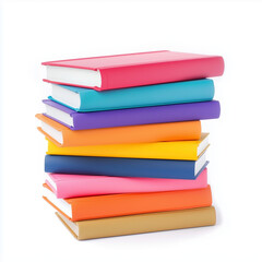 Stack of books isolated on white background, world book day, educational concept, study material.
