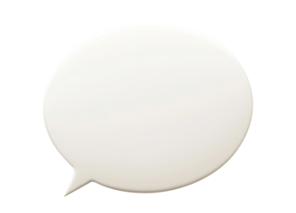 White speech bubble in oval shape, isolated on transparent cutout background