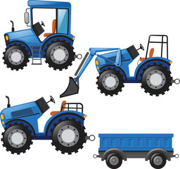 blue tractor isolated on white
