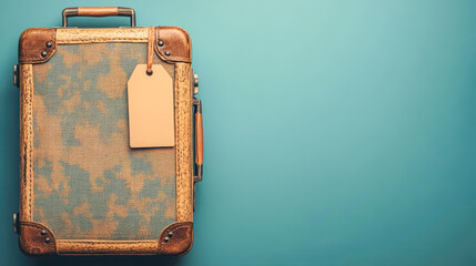 Rustic Vintage Suitcase with Blank Tag
