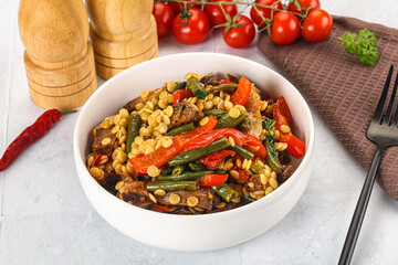 Eastern cuisine - Ptitim with beef and vegetables