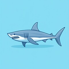 Obraz premium Cartoon Great White Shark in Ocean