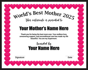 Happy Mother's Day Certificate.