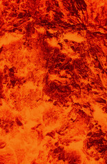 Smelted Fire Red Crack Patterns. Intense Red Cracked Texture With Variety Red Shades Pattern 
