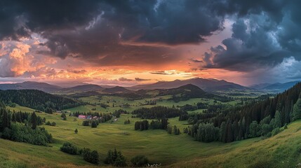 Obraz premium majestic sunset over the mountains