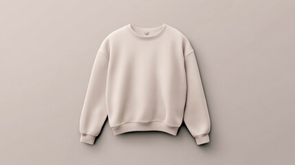 Cream Knitted Long-Sleeved Sweater on Beige Background