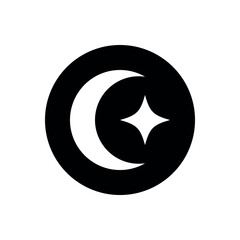 Crescent moon and star in a circle symbol design. Templates for design, posters, projects, banners, logo, and business cards. Vector illustration.