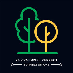 Growing trees dark color line ui icon. Wild forests and park cultivation. Nature areas protection. Reforestation. Vector duotone outline symbol isolated. User interface element, pixel perfect