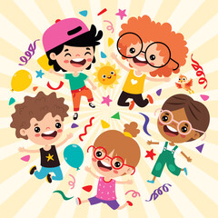 Group Of Happy Cartoon Kids