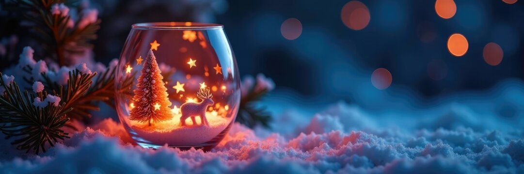 Un vaso di luci colorate con stelle e animali, winter wonderland, vaso, decorazione festiva
