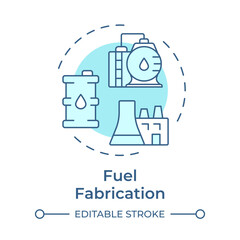 Fuel fabrication soft blue concept icon. Transform into uranium dioxide powder. Nuclear supplies cycle. Round shape line illustration. Abstract idea. Graphic design. Easy to use in article