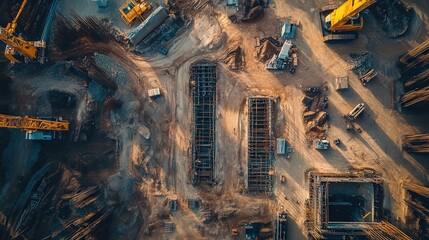 industrial park, with large, open spaces and utility systems being integrated.