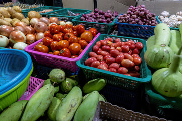 Fresh Ingredients for cooking thai food at a local market
