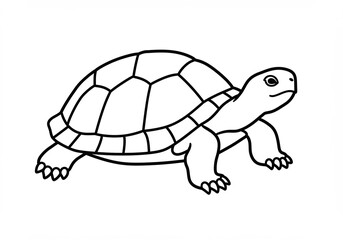 Cute Turtle Line Drawing Simple Peaceful Design. AI Generated