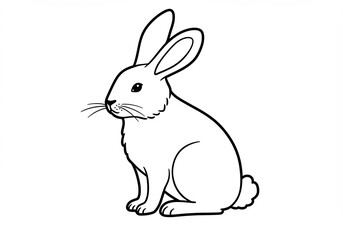 Obraz premium Cute Bunny Line Art Simple Drawing. AI Generated
