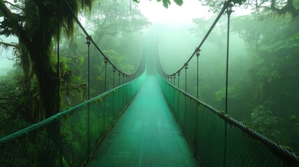 Obraz premium the mystical cloud forests of Monteverde, Costa Rica, with hanging bridges in the mist.