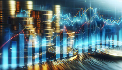 Investment A hyperrealistic close-up of an investor's hand touching a glowing digital screen filled with fluctu3