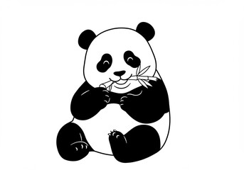 Obraz premium Happy Panda Eats Bamboo Delightfully. AI Generated