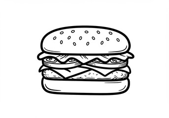 Delicious hand drawn burger illustration. AI Generated
