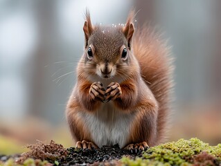 Fototapeta premium Red Squirrel in Winter Forest