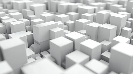 Abstract Geometric Cubes Pattern in Monochrome 3D Illustration