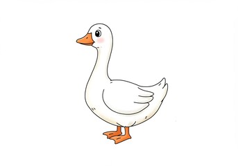 Obraz premium Cute White Goose Cartoon Illustration. AI Generated