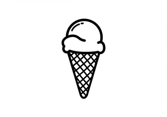 Simple Ice Cream Cone Line Drawing. AI Generated